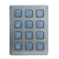 12 keys door locking brushed illuminated metallic numeric keypad